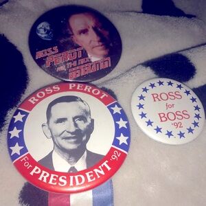 Ross For Boss 1992 Presidential Campaign Buttons (3)